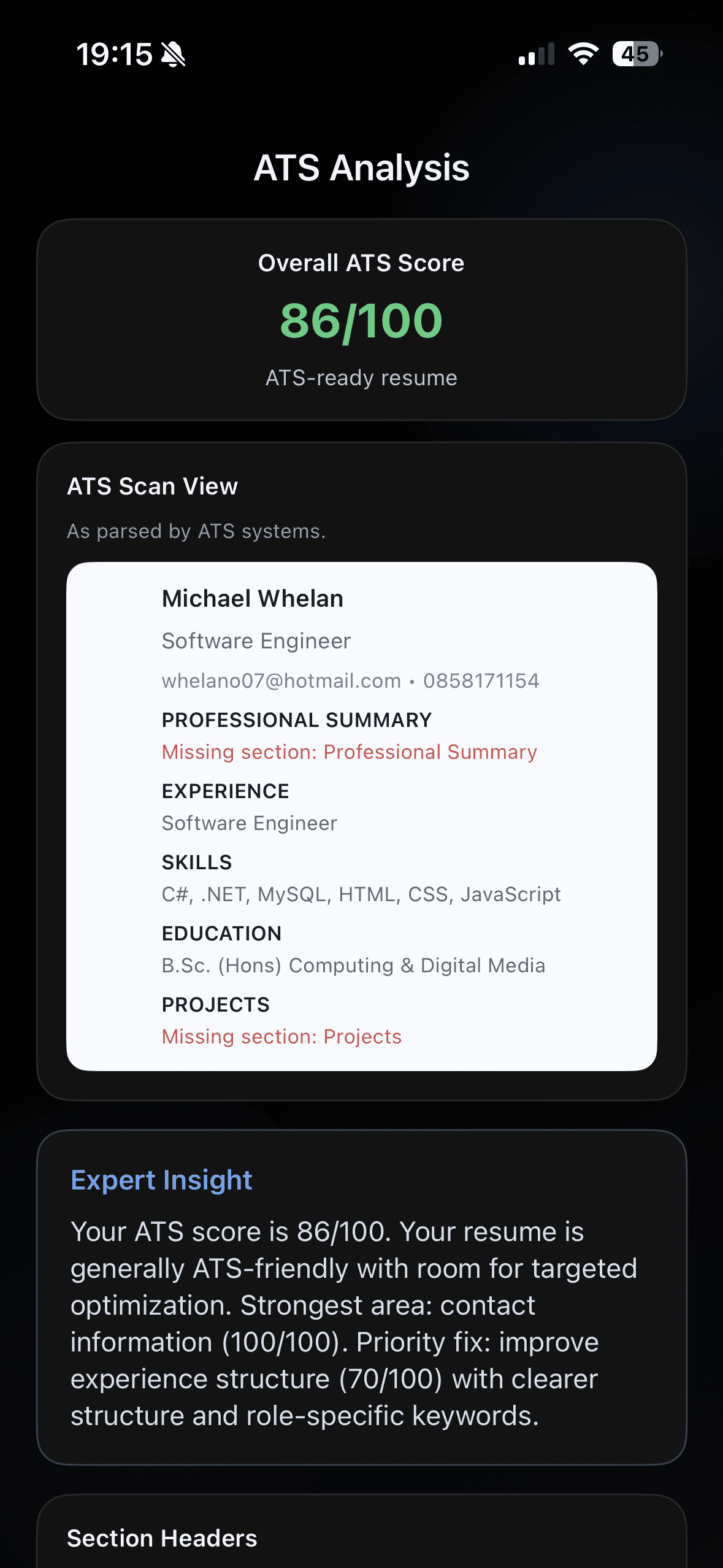 Smart Resume app screenshot
