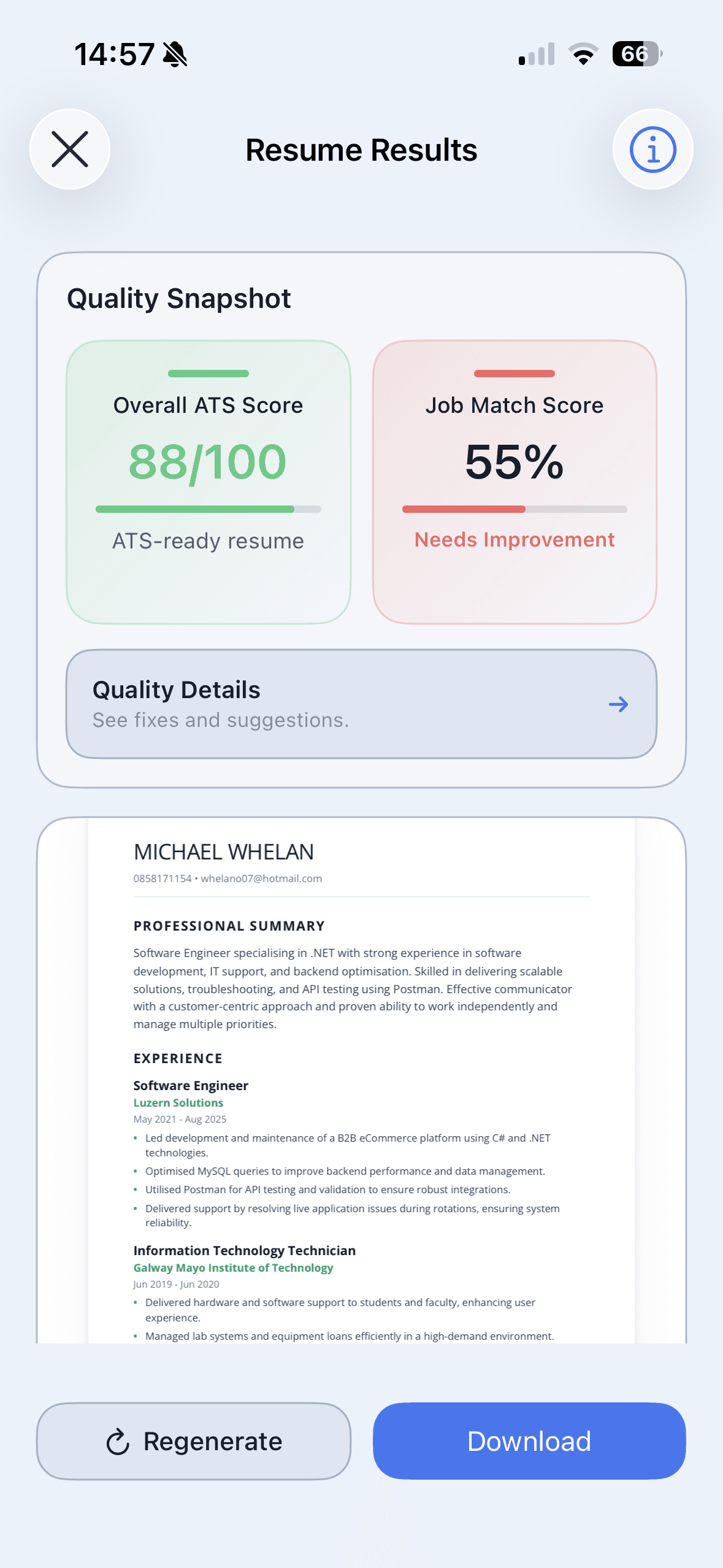 Smart Resume app screenshot